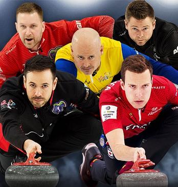 A montage of various professional Canadian curlers for the 2023 Tim Hortons Brier