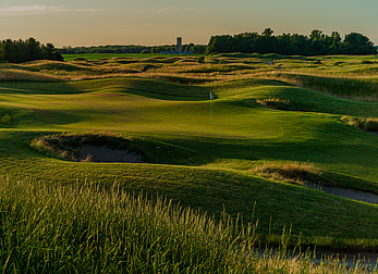 golf course fairway with bunkers