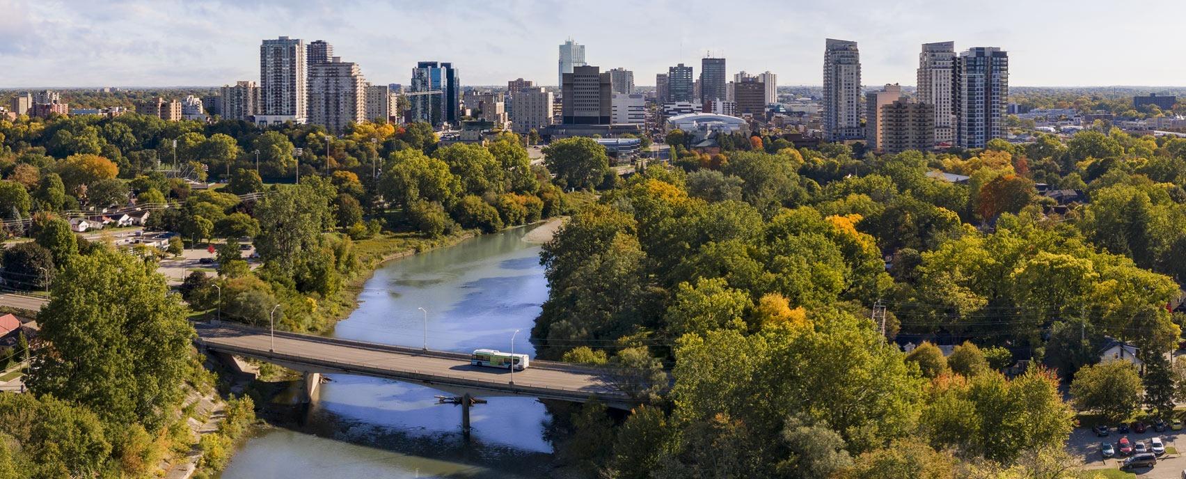 Skyline view of downtown London, Ontario Canada