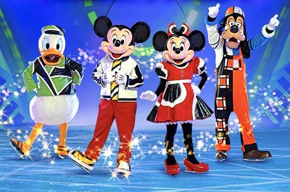 Various characters from Disney with ice skates