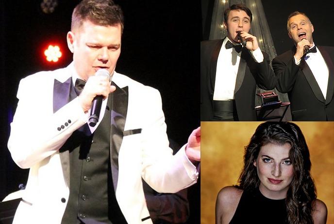 A collage of photos of Join Matt Martin, The Crooners, and Caitlin McKeon.