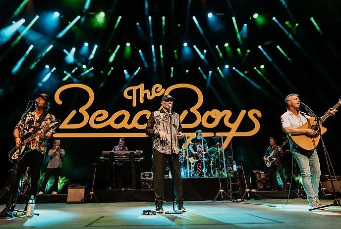 Members of the band The Beach Boys performing live on stage in concert