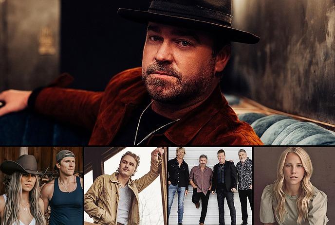 A collage of Lee Brice, The Reklaws, Owen Riegling, Lonestar, and Avery Anna