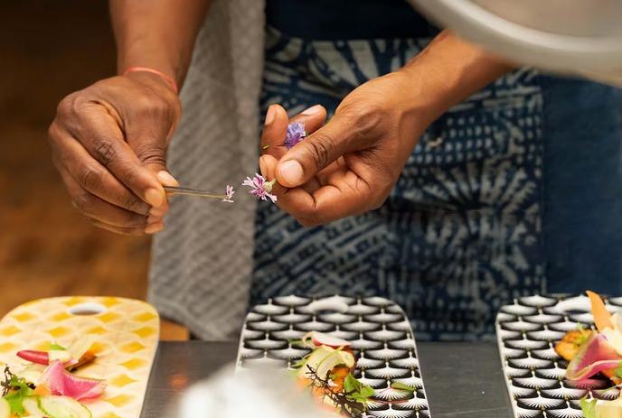 Afro-Caribbean food from the tasting menu.