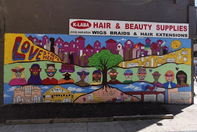 K-Laba Hair & Beauty Supplies Inc. Mural located at 632 Dundas Street in London, Ontario