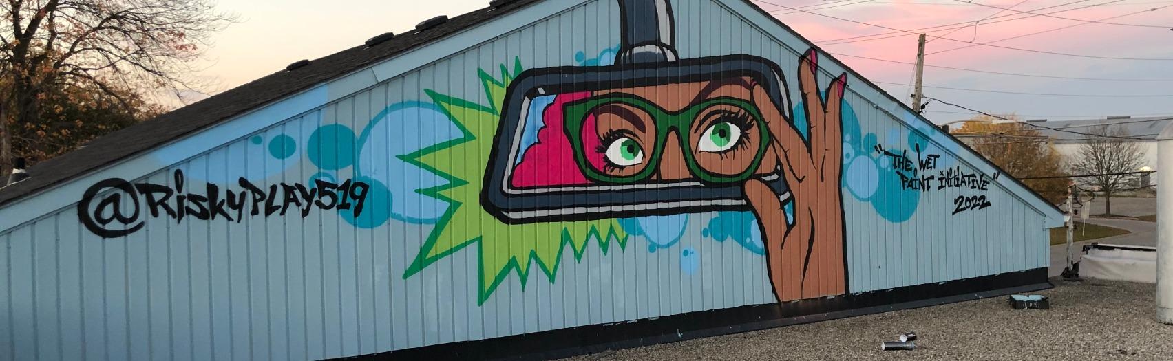 Mural at 200 Hamilton Road in London, Ontario by Risky Play Collective