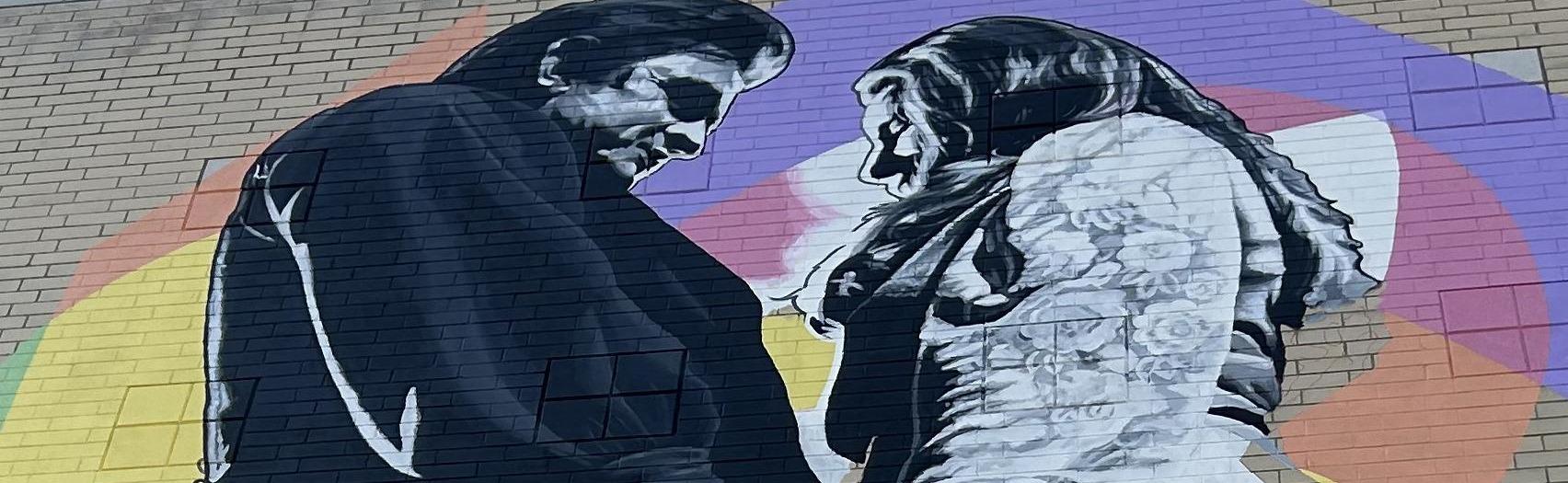 Johnny Cash & June Carter mural at Canada Life Place located in London, Ontario.