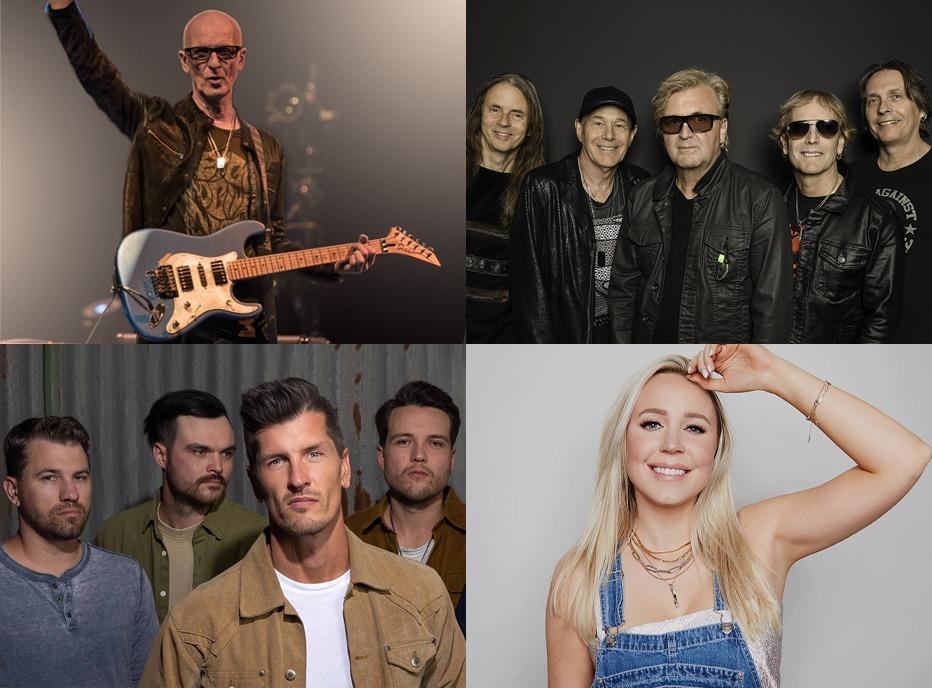 A collage consisting of musicians Kim Mitchell, the band Honeymoon Suite, the band High Valley and Elyse Saunders