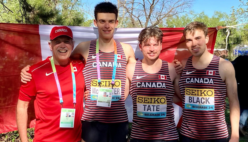 London athletes and their coach at the 2024 World Cross Country Championships