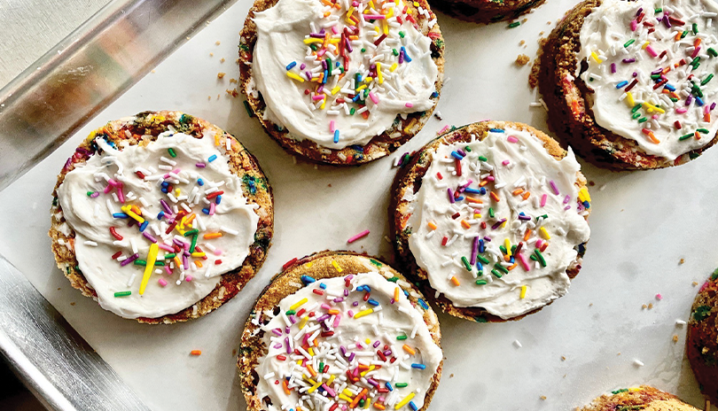 vegan cookies with icing and sprinkles
