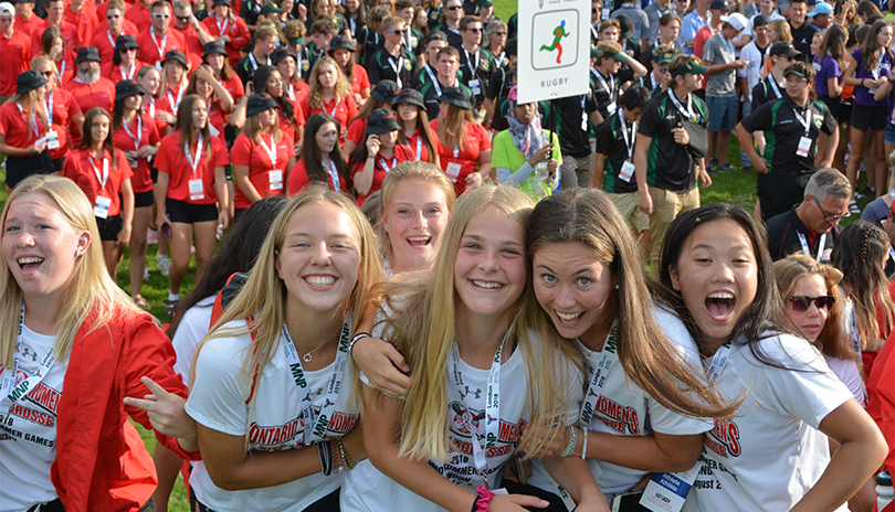 Group of youth athletes parading for the Ontario Summer Games in London, Ontario