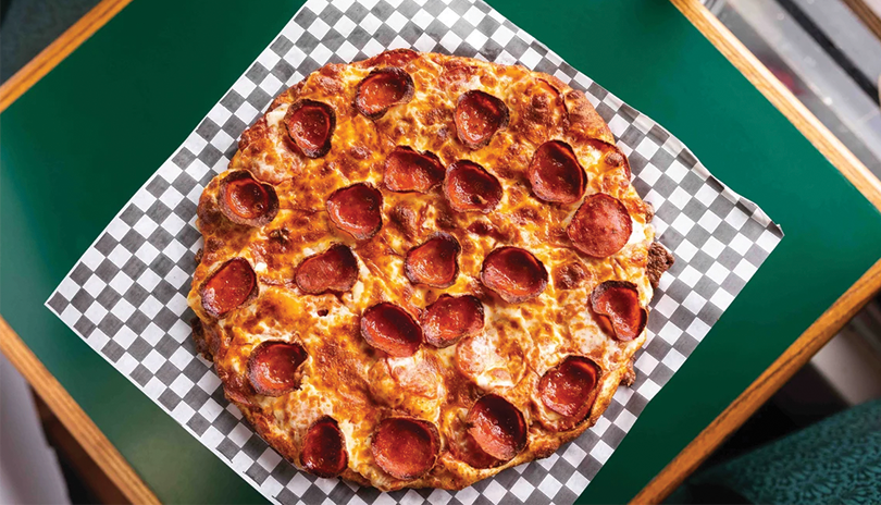 pepperoni pizza on a table