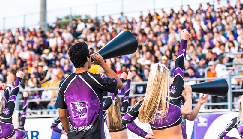 Crowd cheering on the Western Mustangs Football team