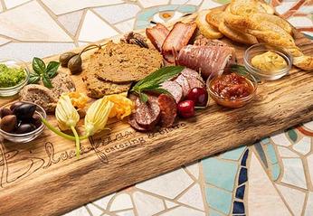 A charcuterie board with various cheeses and meats from Blackfriars Bistro and Catering
