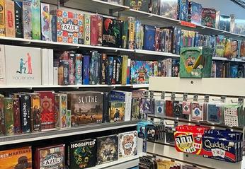 Various games and toys on display at Uber Cool Stuff located in London, Ontario