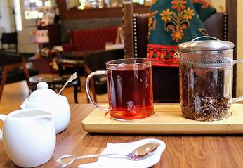 A pot of brewed Tea on display in the main show room of The Tea Lounge located in London, Ontario